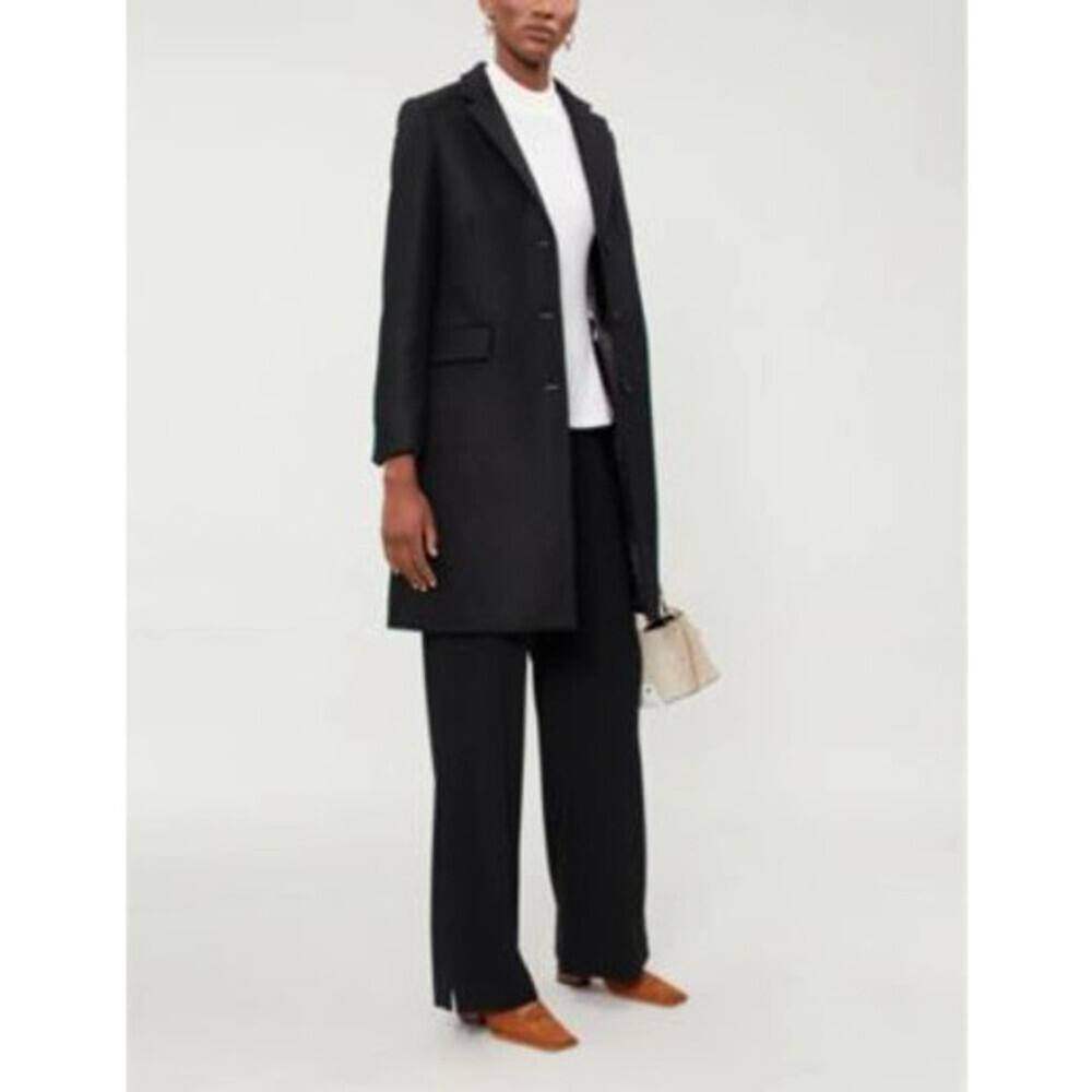 Maje Women's Gireg Straight Cut Virgin Wool Coat In Black Size 40 - Picture 3 of 15